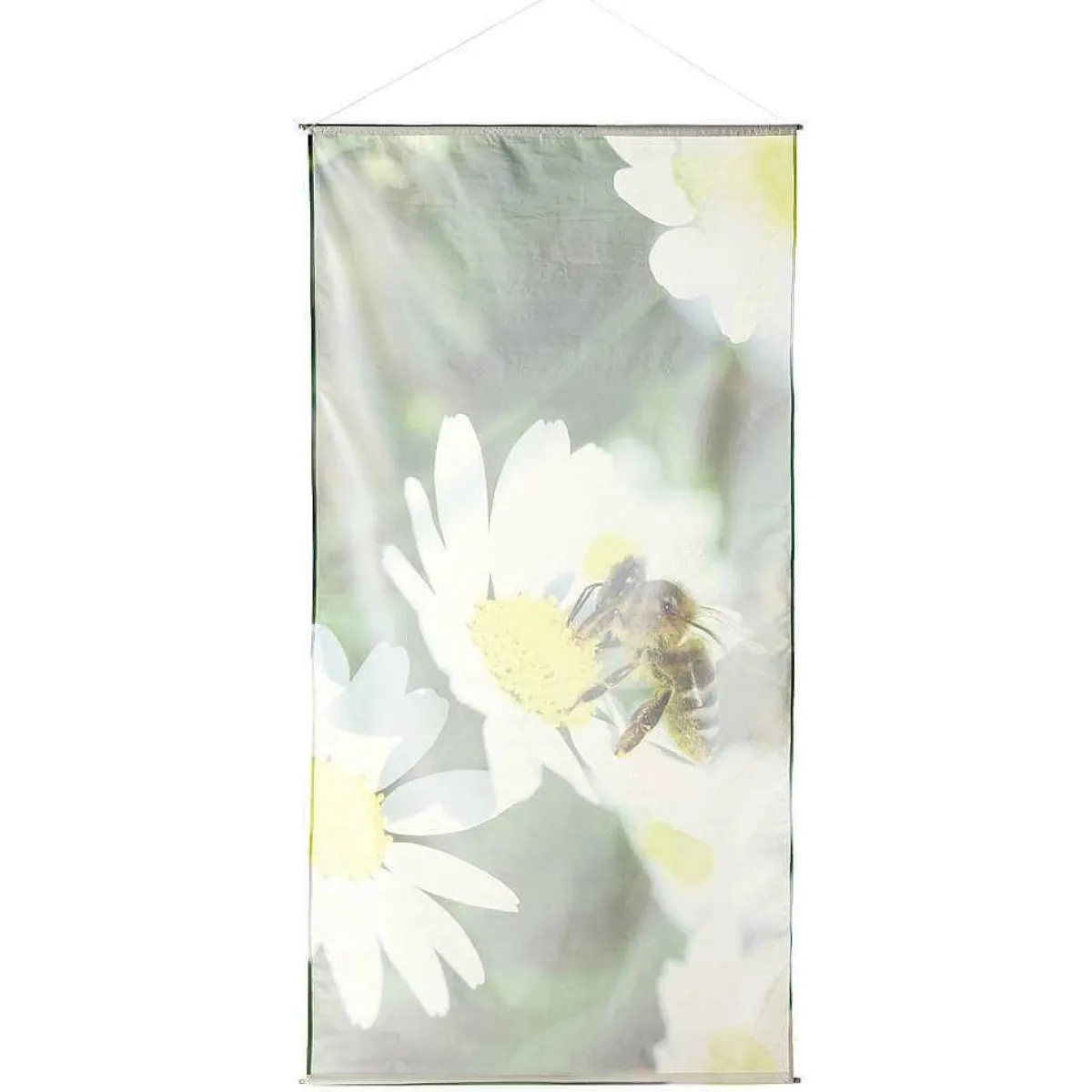 Pancartas De Primavera>DecoWoerner Pancarta Ligera De Fibra Natural "Abeja" De Algodón 100 X 200 Cm verde