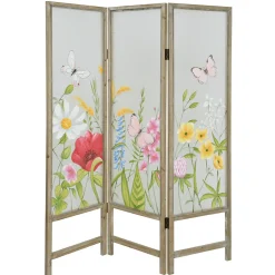 Expositores Para Tiendas>DecoWoerner Pantalla De Madera Y Lona De Gasa, 180 Cm De Altura multicolor