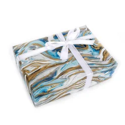 Papel De Regalo|Go Green - Envoltorio Para Regalo Ecológico>DecoWoerner Papel De Envolver Sostenible Azul Y Dorado - Rollo De Papel De Envolver De 50 M multicolor