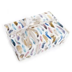 Papel De Regalo|Go Green - Envoltorio Para Regalo Ecológico>DecoWoerner Papel De Regalo Blanco Sostenible Con Plumas De Colores - Rollo De Papel De Regalo De 50 M multicolor