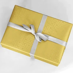 Papel De Regalo|Go Green - Envoltorio Para Regalo Ecológico>DecoWoerner Papel De Regalo Dorado Sostenible Con Motivos Geométricos Brillantes - Bobina De Papel De Regalo De 50 M oro