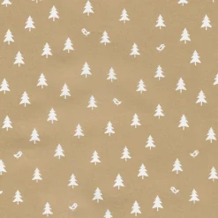 Papel De Regalo|Go Green - Envoltorio Para Regalo Ecológico>DecoWoerner Papel De Regalo Navideño Sostenible Y Dorado Con Abetos Blancos - Bobina De Papel De Regalo De 50 M oro