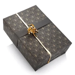 Papel De Regalo|Go Green - Envoltorio Para Regalo Ecológico>DecoWoerner Papel Kraft Reciclado Con Motivo De Abanico Dorado - Bobina De Papel De Regalo De 50 M negro