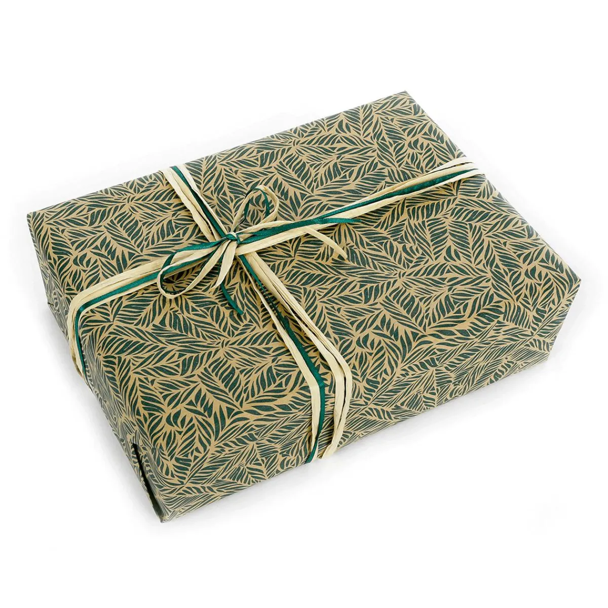 Papel De Regalo|Go Green - Envoltorio Para Regalo Ecológico>DecoWoerner Papel Kraft Reciclado Con Hojas De Palmera s - Rollo De Papel De Envolver De 50 M verde