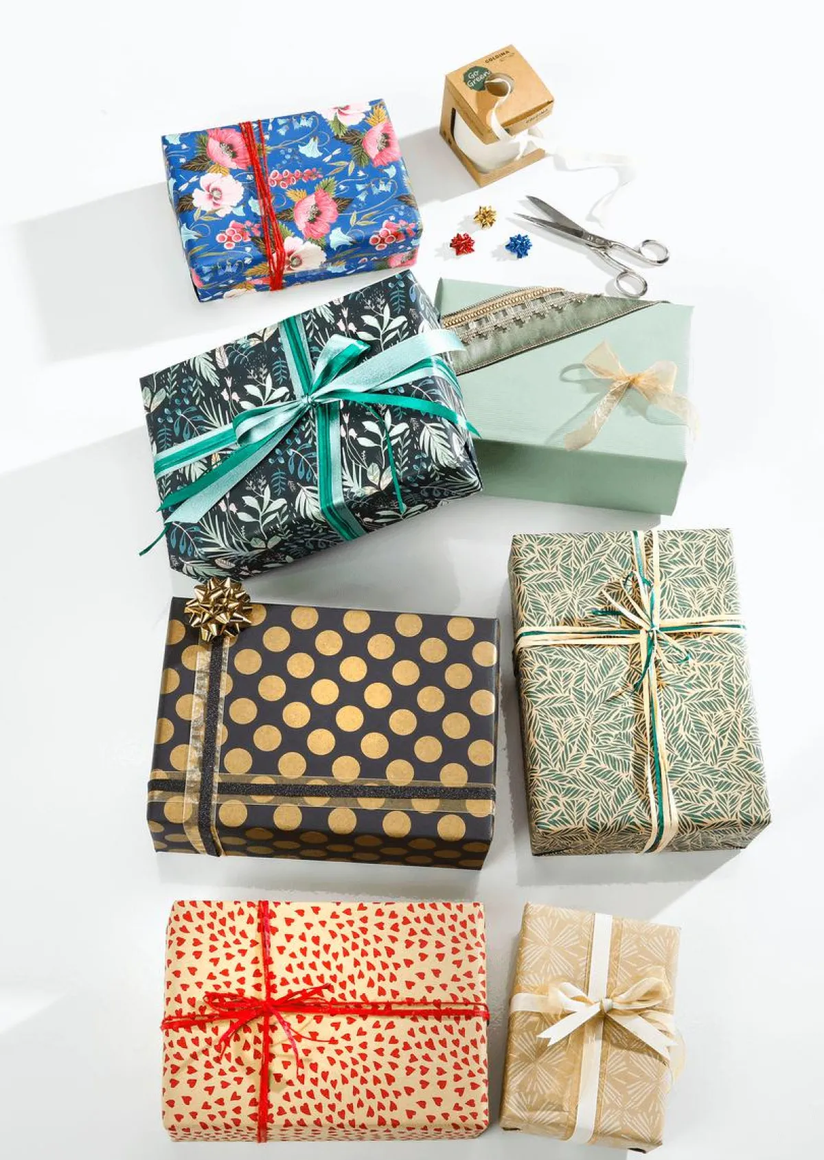 Papel De Regalo|Go Green - Envoltorio Para Regalo Ecológico>DecoWoerner Papel Kraft Reciclado Con Hojas De Palmera s - Rollo De Papel De Envolver De 50 M verde