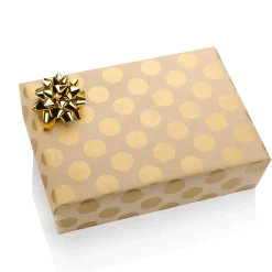 Papel De Regalo|Go Green - Envoltorio Para Regalo Ecológico>DecoWoerner Papel Kraft Reciclado Con Puntos Dorados - Bobina De Papel De Regalo Sostenible De 50 M oro