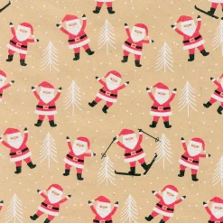 Papel De Regalo|Go Green - Envoltorio Para Regalo Ecológico>DecoWoerner Papel Kraft Reciclado Con Papá De Noel Y Abetos Blancos - Rollo De Papel De Envolver De 50m marrón