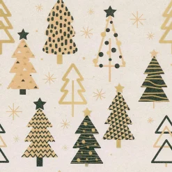 Papel De Regalo|Go Green - Envoltorio Para Regalo Ecológico>DecoWoerner Papel Kraft Reciclado Con árboles De Navidad En Beige, Negro Y Dorado - Bobina De Papel De Regalo De 50 M marrón