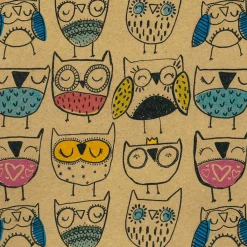 Papel De Regalo|Go Green - Envoltorio Para Regalo Ecológico>DecoWoerner Papel Kraft Reciclado Con Búhos De Colores - Rollo De Papel De Regalo De 50 M. multicolor