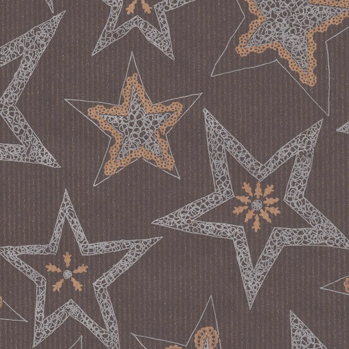 Papel De Regalo|Go Green - Envoltorio Para Regalo Ecológico>DecoWoerner Papel Kraft Reciclado Oscuro Con Estrellas Plateadas - Rollo De Papel De Regalo De 50 M marrón