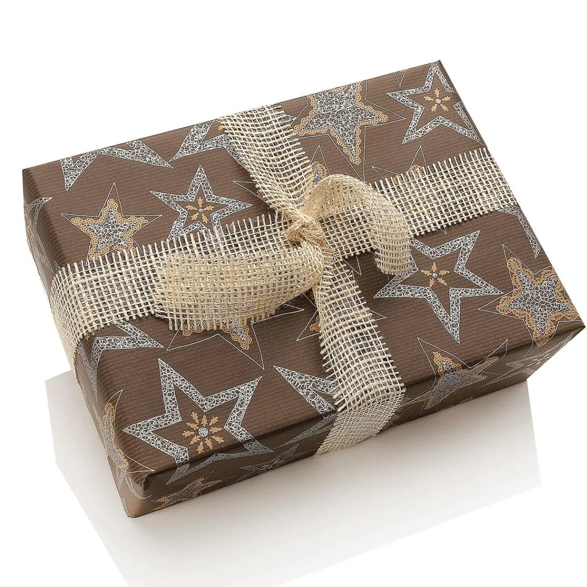 Papel De Regalo|Go Green - Envoltorio Para Regalo Ecológico>DecoWoerner Papel Kraft Reciclado Oscuro Con Estrellas Plateadas - Rollo De Papel De Regalo De 50 M marrón