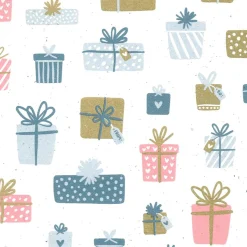 Papel De Regalo|Go Green - Envoltorio Para Regalo Ecológico>DecoWoerner Papel Kraft Sostenible De Remolacha Azucarera Con Regalos Rosa, Azul Y Dorado - Rollo De Papel De Envolver De 50 M multicolor