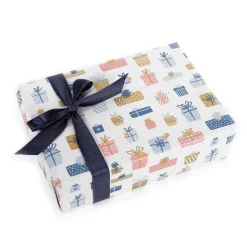 Papel De Regalo|Go Green - Envoltorio Para Regalo Ecológico>DecoWoerner Papel Kraft Sostenible De Remolacha Azucarera Con Regalos Rosa, Azul Y Dorado - Rollo De Papel De Envolver De 50 M multicolor
