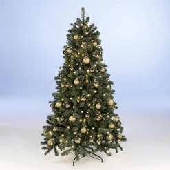 Árboles De Navidad Artificiales>DecoWoerner Paquete Económico Árbol De Navidad 210 Cm Incl. Adornos De Cristal Y Luces De Hadas oro