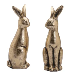 Decoración De Pascua>DecoWoerner Pareja De Conejos De Pascua De Cerámica Dorada 2 Piezas oro