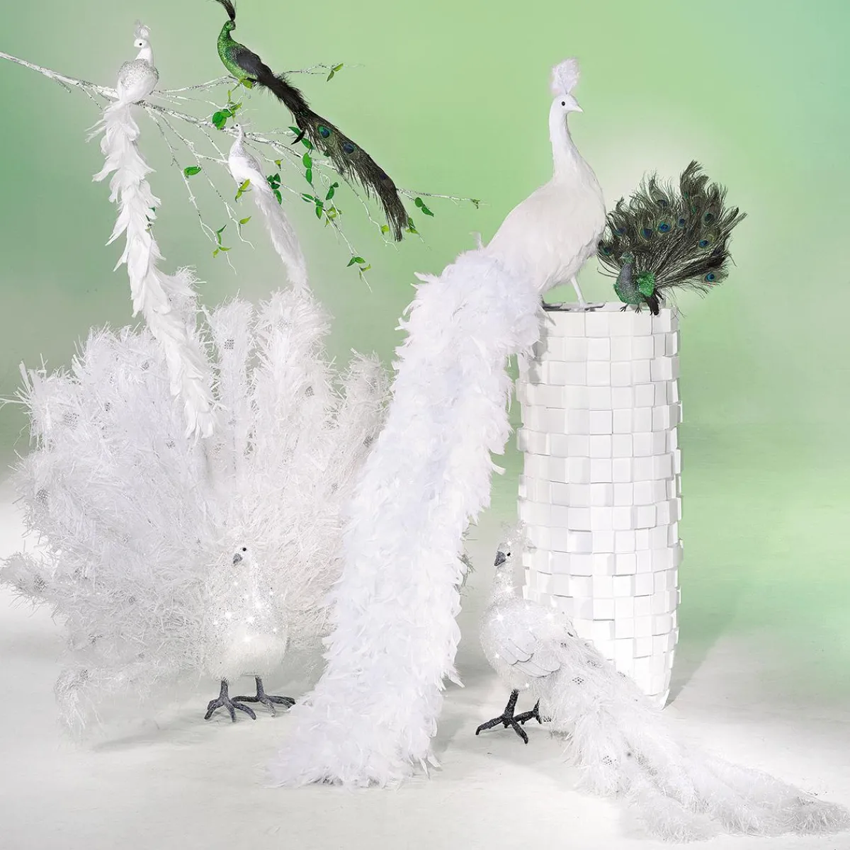 Decoración De Animales|Decoración Temática>DecoWoerner Pavo Real Decorativo, Longitud: 150 Cm blanco