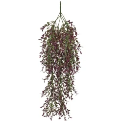 Plantas Colgantes|Plantas Artificiales Ignífugas>DecoWoerner Percha Níspero Purpurina Ignífuga Púrpura - Verde 85 Cm B1 violeta
