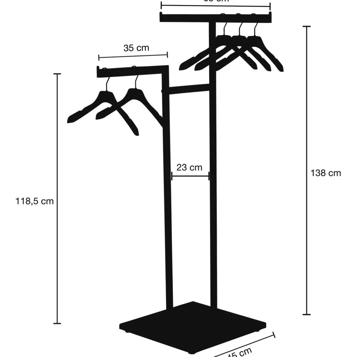Percheros>DecoWoerner Perchero Metálico NOVUS, 3 Brazos, 138 Cm negro