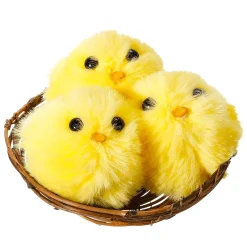 Decoración De Animales|Decoración De Pascua>DecoWoerner Pichones Deco En Nido, 3 Piezas, 10 Cm Ø amarillo