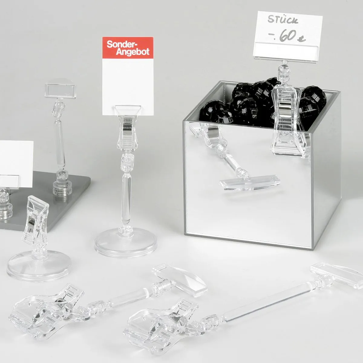 Etiquetaje>DecoWoerner Pinza Para Etiquetas De Precio Con Inserto, 10 Cm De Alto transparente