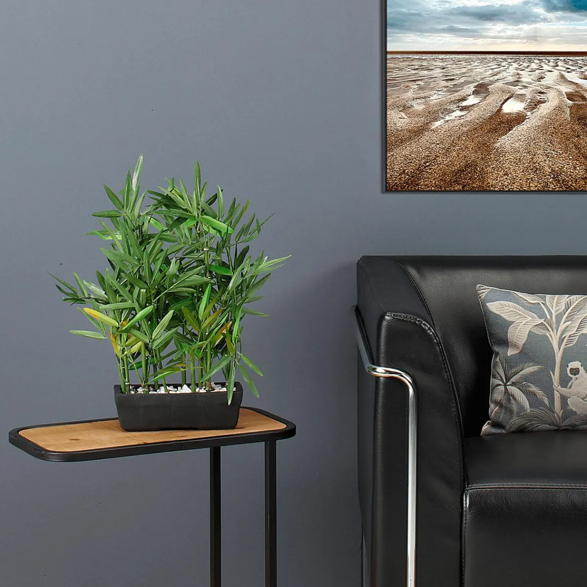 Plantas De Interior>DecoWoerner Planta Artificial De Bambú En Maceta Lista 47 Cm verde