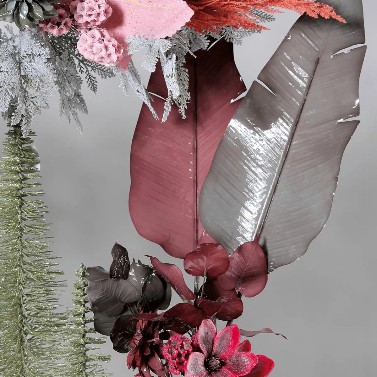 Decoración De Otoño>DecoWoerner Rama Con Fronda Artificial 60 Cm Burdeos rojo