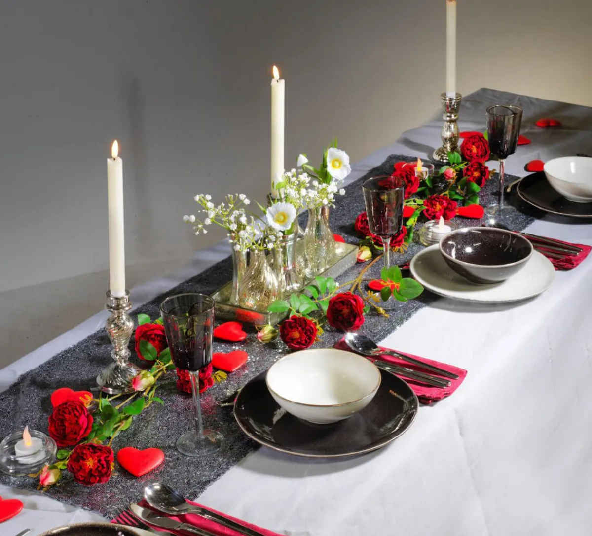 Decoración Temática|Flores Artificiales>DecoWoerner Rama De Rosa Inglesa Artificial, rojo