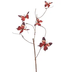 Decoración De Animales|Decoración De Primavera>DecoWoerner Rama Decorativa Con 5 Mariposas, Roja, 95 Cm rojo