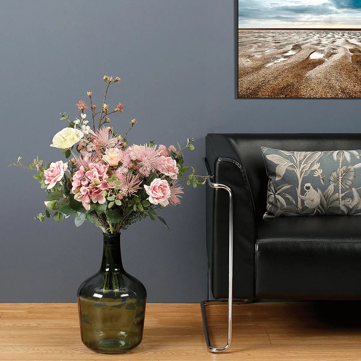 Ramos Y Coronas De Flores>DecoWoerner Ramo Artificial Mixto Con s, Hortensias Y Flores De La Pradera 75 Cm rosa