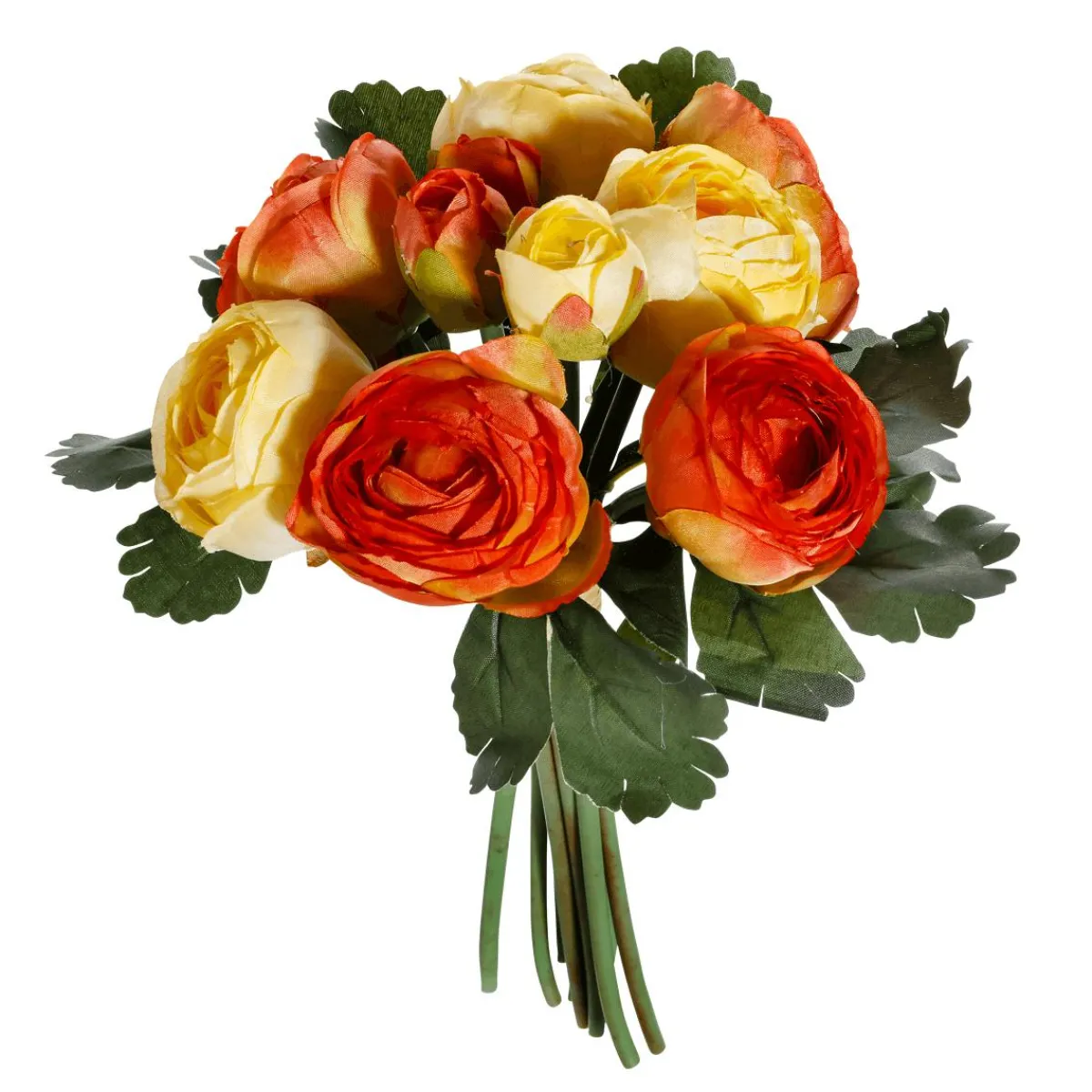 Decoración De Primavera|Ramos Y Coronas De Flores>DecoWoerner Ramo De Ranúnculos Artificiales Rojo, Amarillo 16 X 16 X 24 Cm (ancho X Largo X Alto) naranja