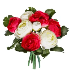 Decoración De Primavera|Ramos Y Coronas De Flores>DecoWoerner Ramo De Ranúnculos Artificiales Rojo, Blanco 16 X 16 X 24 Cm (ancho X Largo X Alto) rosa