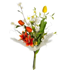 Decoración De Primavera|Ramos Y Coronas De Flores>DecoWoerner Ramo De Tulipanes Artificiales Mix , Blanco, Amarillo 75 Cm naranja