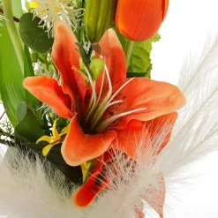 Decoración De Primavera|Ramos Y Coronas De Flores>DecoWoerner Ramo De Tulipanes Artificiales Mix , Blanco, Amarillo 75 Cm naranja