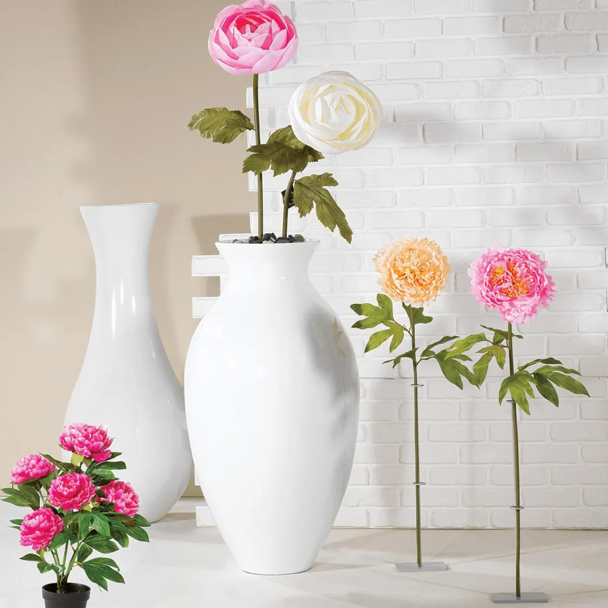 Decoración De Primavera|Flores Artificiales>DecoWoerner Ranúnculo Artificial , 105 Cm rosa