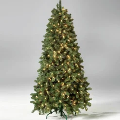 Árboles De Navidad Artificiales>DecoWoerner Árbol De Navidad Artificial Abeto Plateado Con LED 210 Cm verde