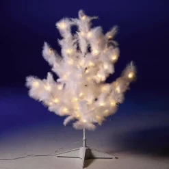 Luces De Navidad>DecoWoerner Árbol Decorativo Con Plumas, LED Cálido, 90 Cm blanco