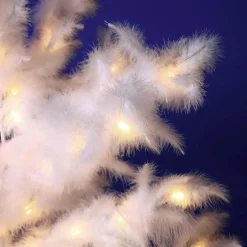 Decoración Navideña Xxl|Luces De Navidad>DecoWoerner Árbol Decorativo Con Plumas, LED Cálido, 120 Cm blanco