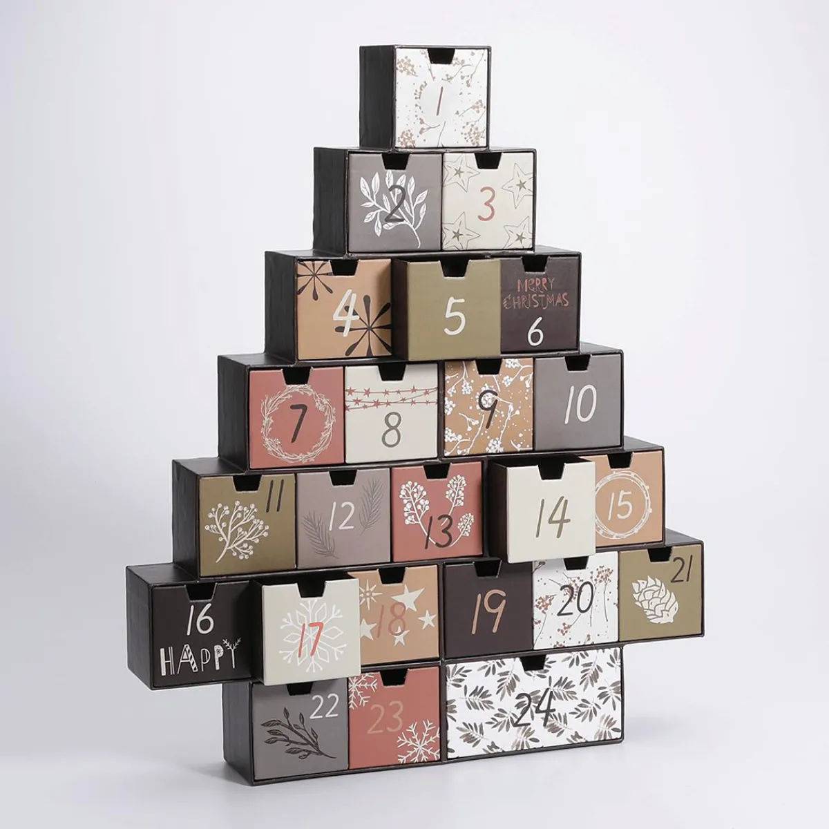 Figuras De Navidad>DecoWoerner Árbol Del Calendario De Adviento 6 X 37 X 44 Cm Madera Y Papel multicolor