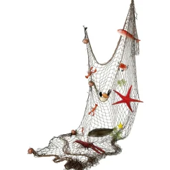 Decoración De Verano|Pescados Y Mariscos>DecoWoerner Red De Pesca Marítima Con Animales Marinos negro