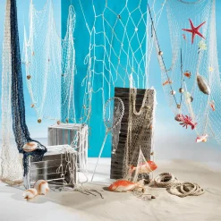 Decoración De Verano|Pescados Y Mariscos>DecoWoerner Red De Pesca Marítima Con Animales Marinos negro