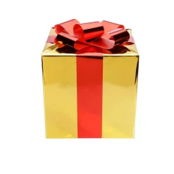 Figuras De Navidad>DecoWoerner Regalo De Navidad 30 Cm Dorado Con Lazo Rojo oro