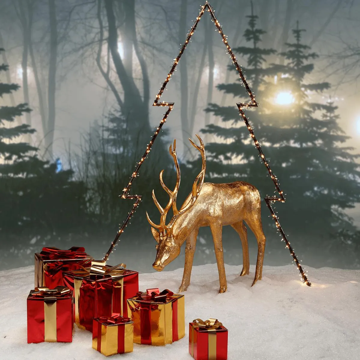 Figuras De Navidad>DecoWoerner Regalo De Navidad 20 Cm Con Lazo Dorado rojo