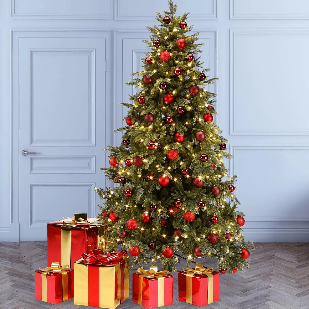Figuras De Navidad>DecoWoerner Regalo De Navidad 20 Cm Con Lazo Dorado rojo