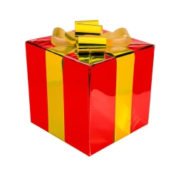 Figuras De Navidad>DecoWoerner Regalo De Navidad 30 Cm Con Lazo Dorado rojo