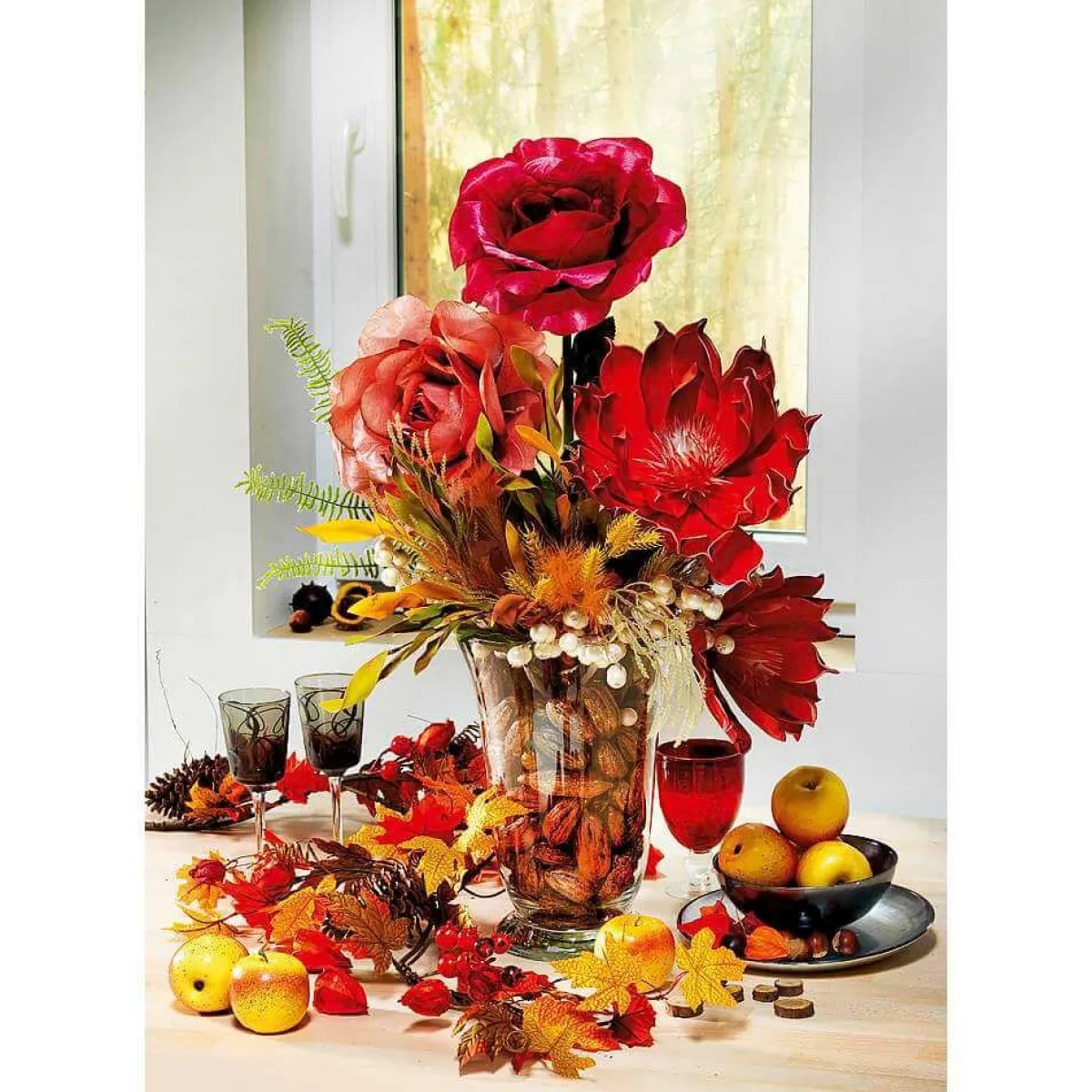 Decoración Temática|Flores Artificiales>DecoWoerner Rosa Artificial, Albaricoque 116 Cm rojo