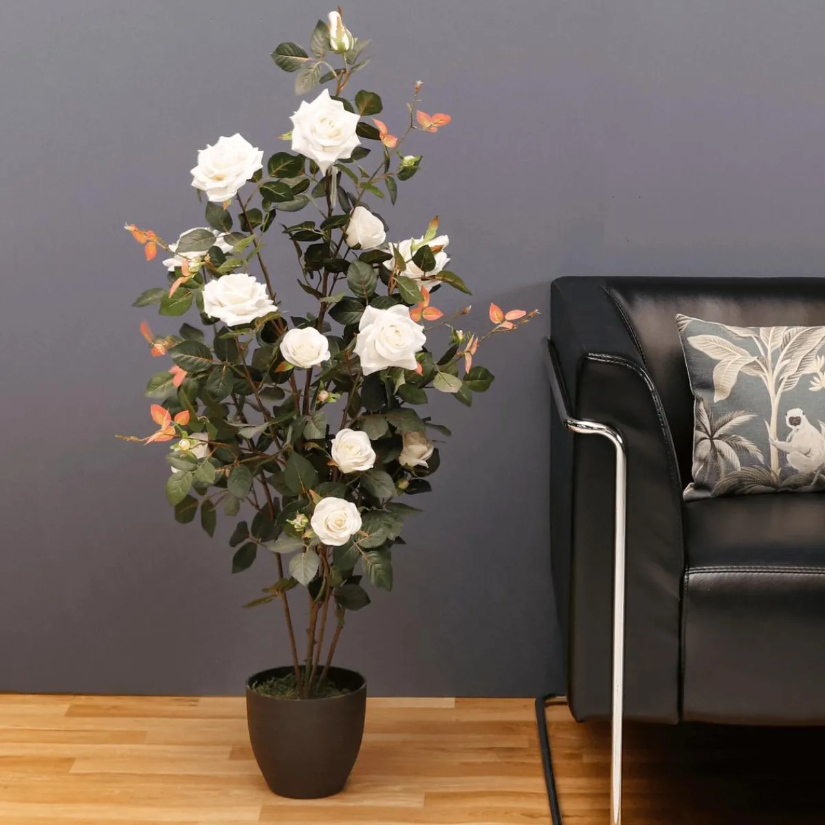 Decoración Temática|Árboles Artificiales>DecoWoerner Rosal Artificial En Maceta 115 Cm blanco