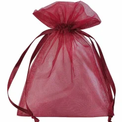 Bolsitas Con Cordón|Decoración Temática>DecoWoerner Saquitos De Organza 18 Cm, 50 Piezas, Burdeos rojo