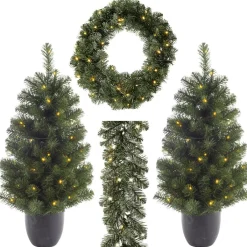 Luces De Navidad|Coronas De Navidad>DecoWoerner Set Completo De Decoración Navideña LED verde
