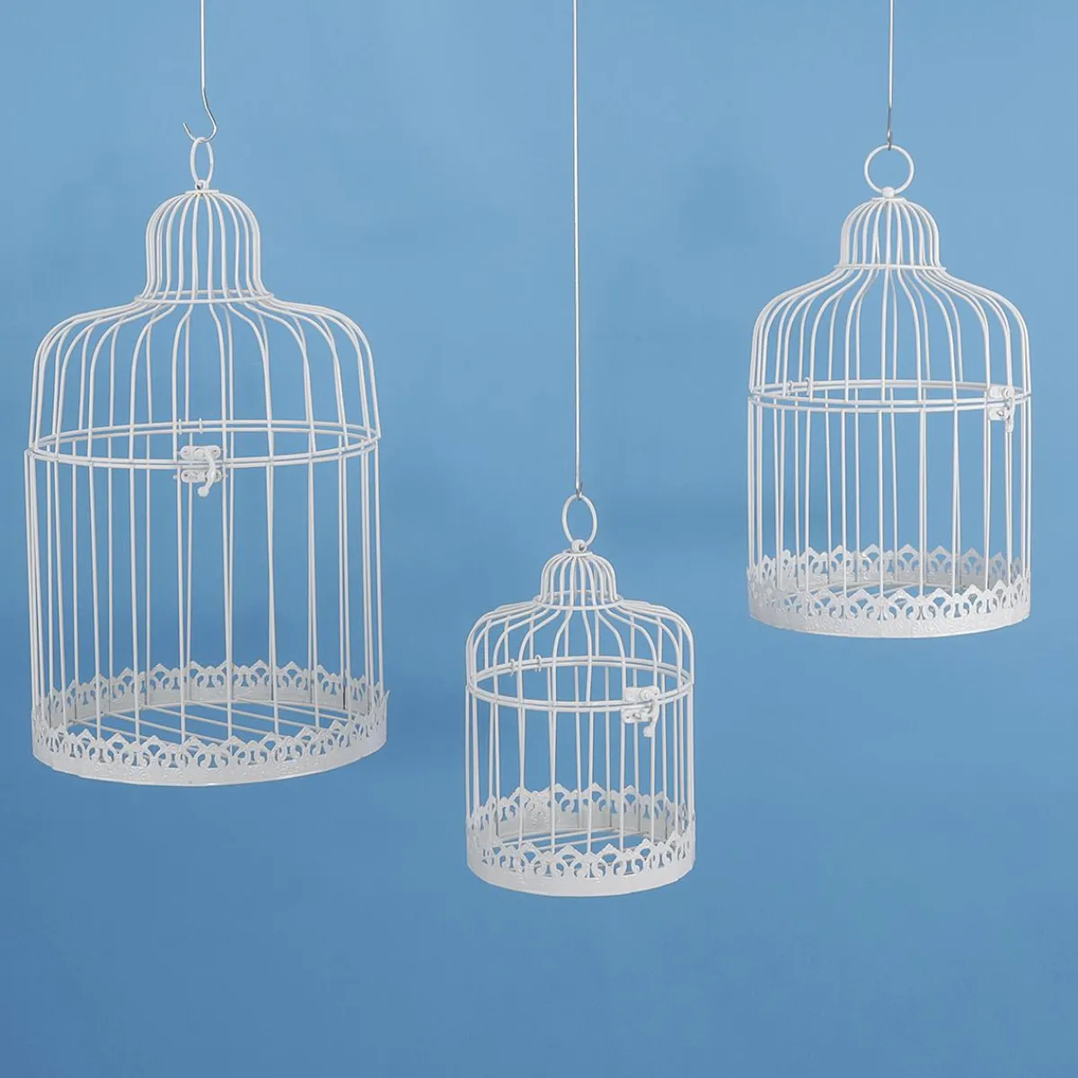 Decoración De Primavera>DecoWoerner Set De 3 Jaulas Vintage Blancas 41 Cm blanco