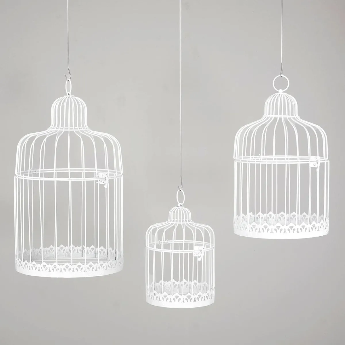 Decoración De Primavera>DecoWoerner Set De 3 Jaulas Vintage Blancas 41 Cm blanco